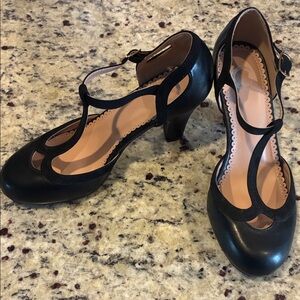 Journee Collection Black T-Strap Heels